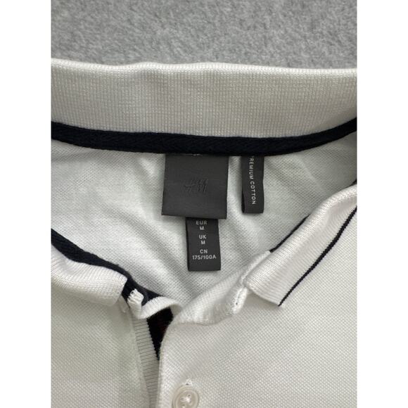 H&M Men’s White Polo Shirt with Black Trim Size Medium - Picture 3 of 8